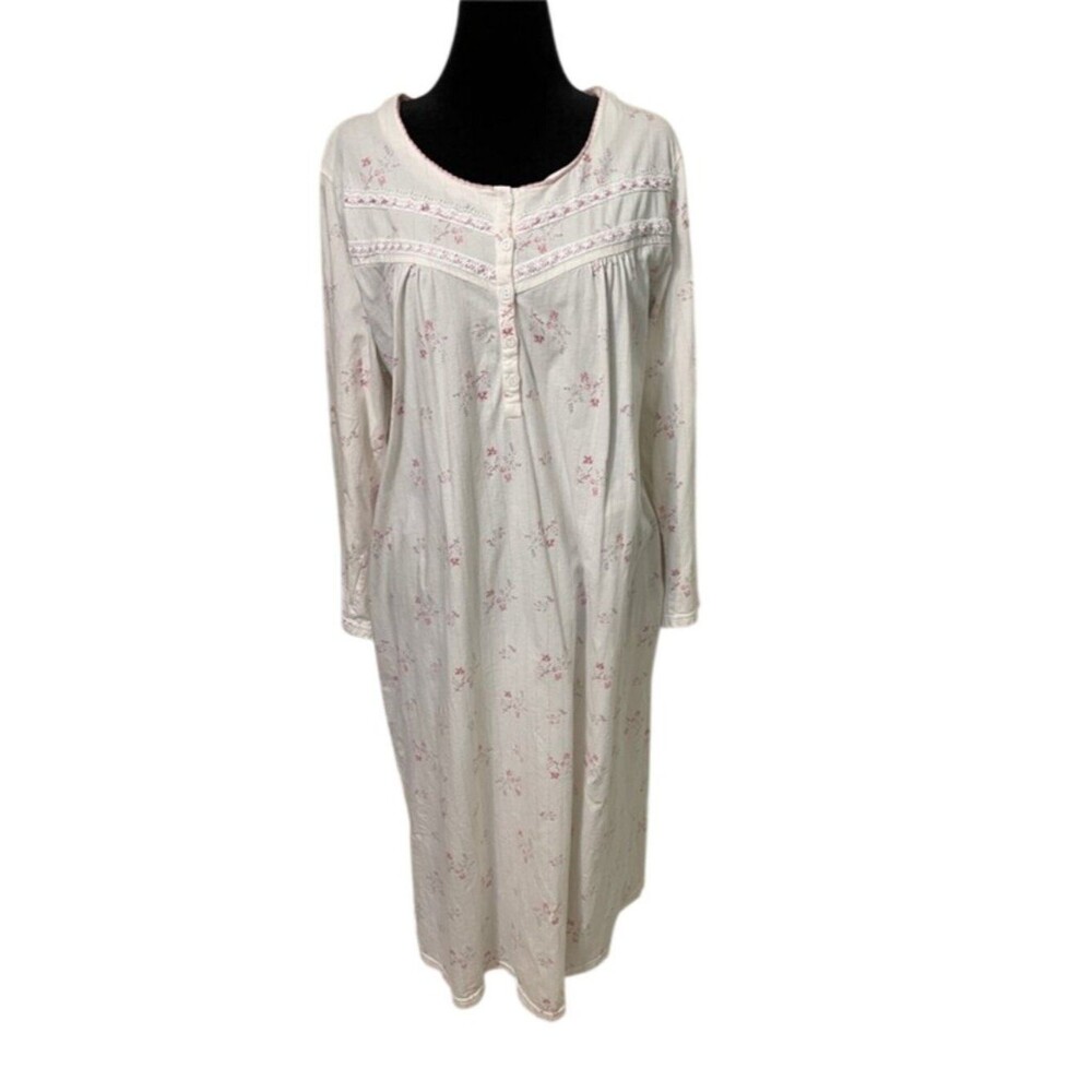 Keyocean Women's XXL Cotton Floral Nightgown Long Sleeve Cottagecore Sleepwear